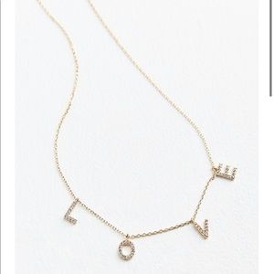 UO Rhinestone Love Charm Necklace
